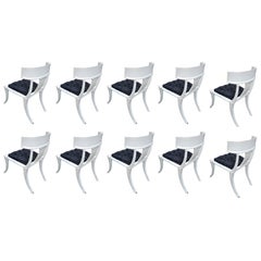 Klismos Saber Legs White Shabby Chairs Customizable Upholstery Set of 10