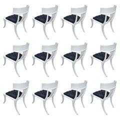 Klismos Saber Legs White Shabby Chairs Customizable Upholstery Set of 12