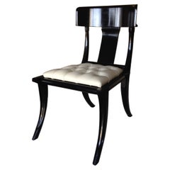 Klismos Walnut Wood Saber Legs Customizable White Leather Seats Dining Chairs