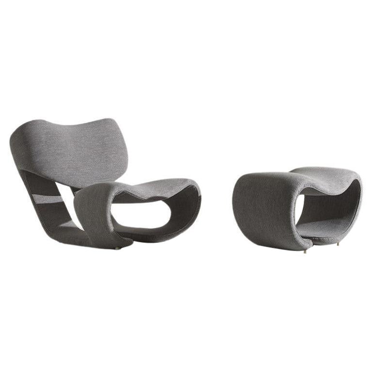 Scultura 190 Lounge Chair with Ottoman by Vittorio Introini for Saporiti, 1970s For Sale