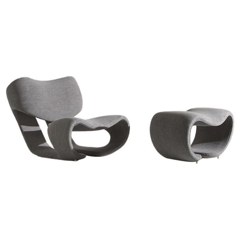 Scultura 190 Lounge Chair with Ottoman by Vittorio Introini for Saporiti, 1970s