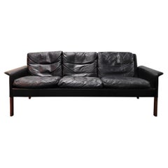 1960s Danish MCM Leather Sofa by Hans Olsen for Christian Sorensen