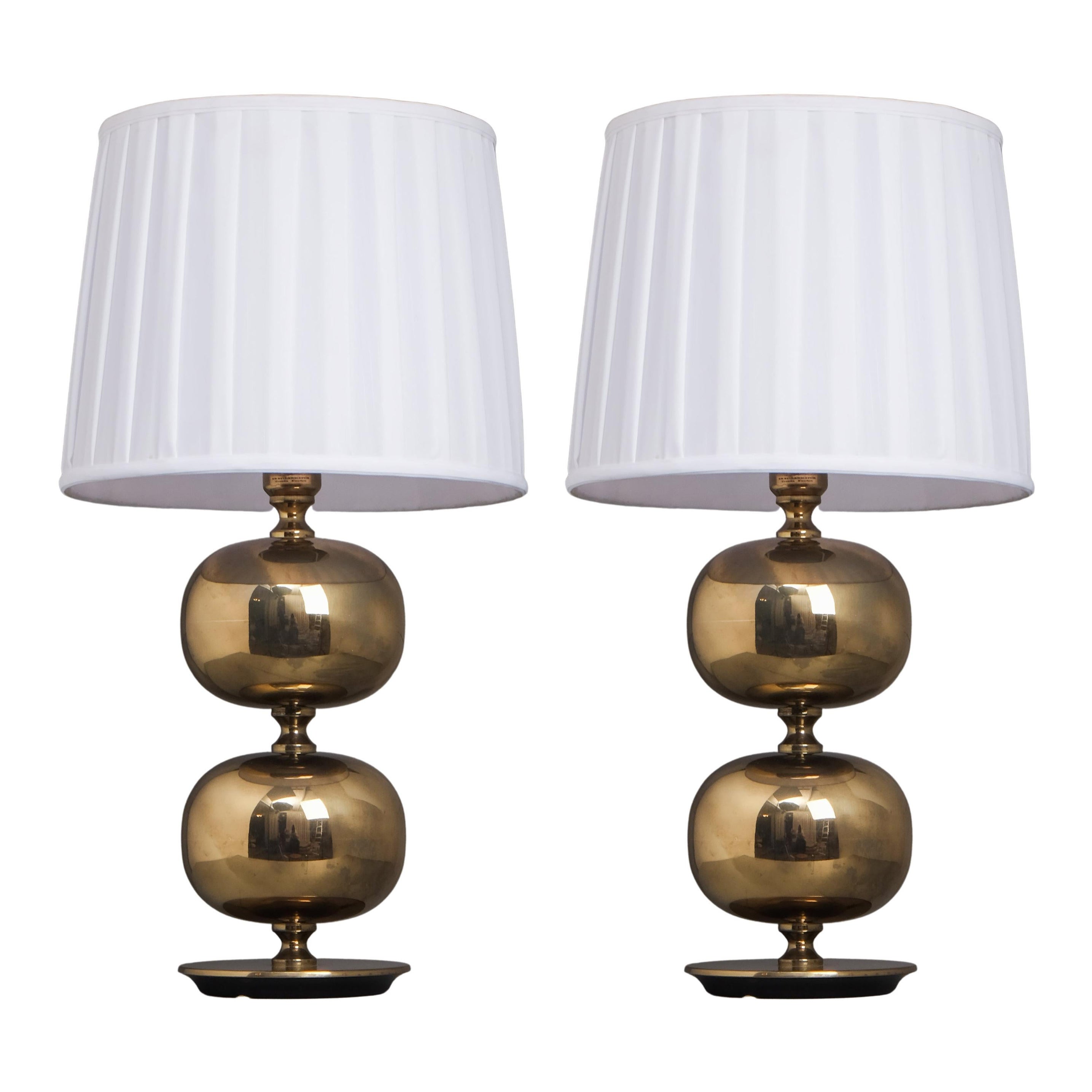 Pair of Swedish Brass Table Lamps, AB Stilarmatur, Tranås, 1960s For Sale