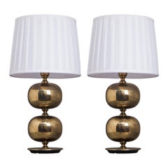 Pair of Swedish Brass Table Lamps, AB Stilarmatur, Tranås, 1960s