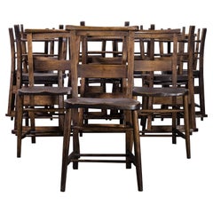 Vintage 1930's Dark Ash and Elm Church, Chapel Dining Chairs, Various Qty Available