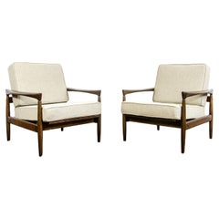 Pair of Mid-Century Oak Kolding Wool Lounge Chairs by Erik Wørts for Ikea, 1960s