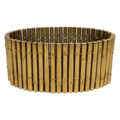 Brass Faux Bamboo Magazine Rack or Basket, by Bottega Gadda, Italy 1970s