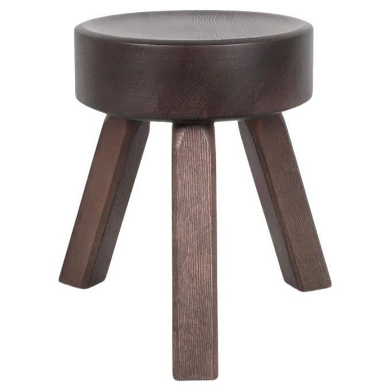 Contemporary Scandinavian Design Small Stool Solid Dark Pine AML For