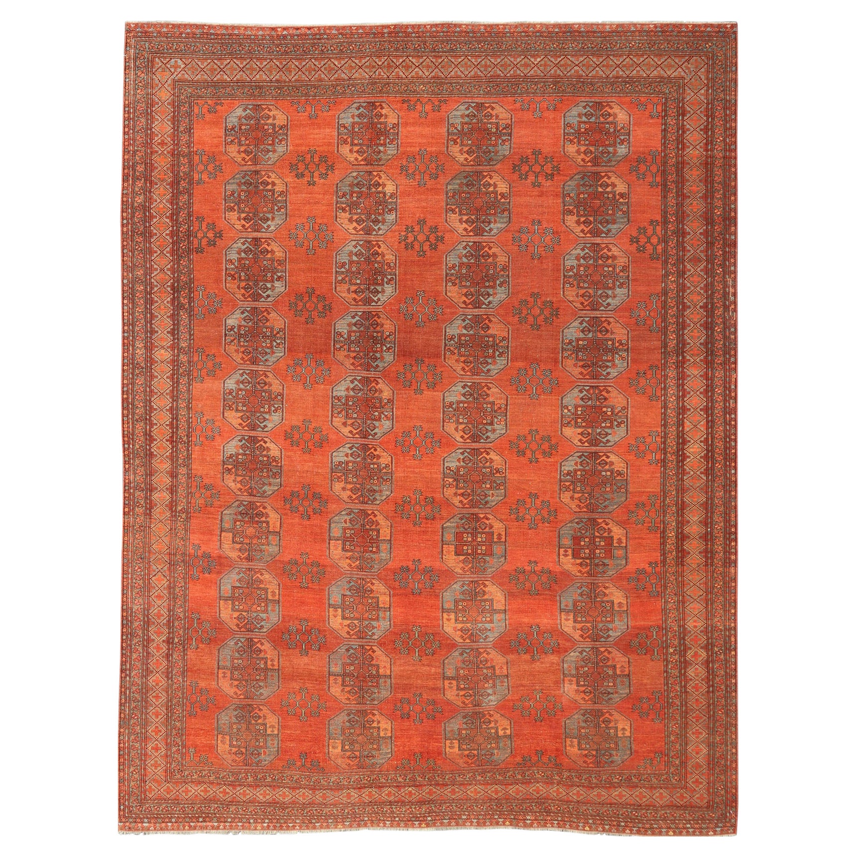 Large Turkomen Rug with All-Over Gul Bokhara Design For Sale