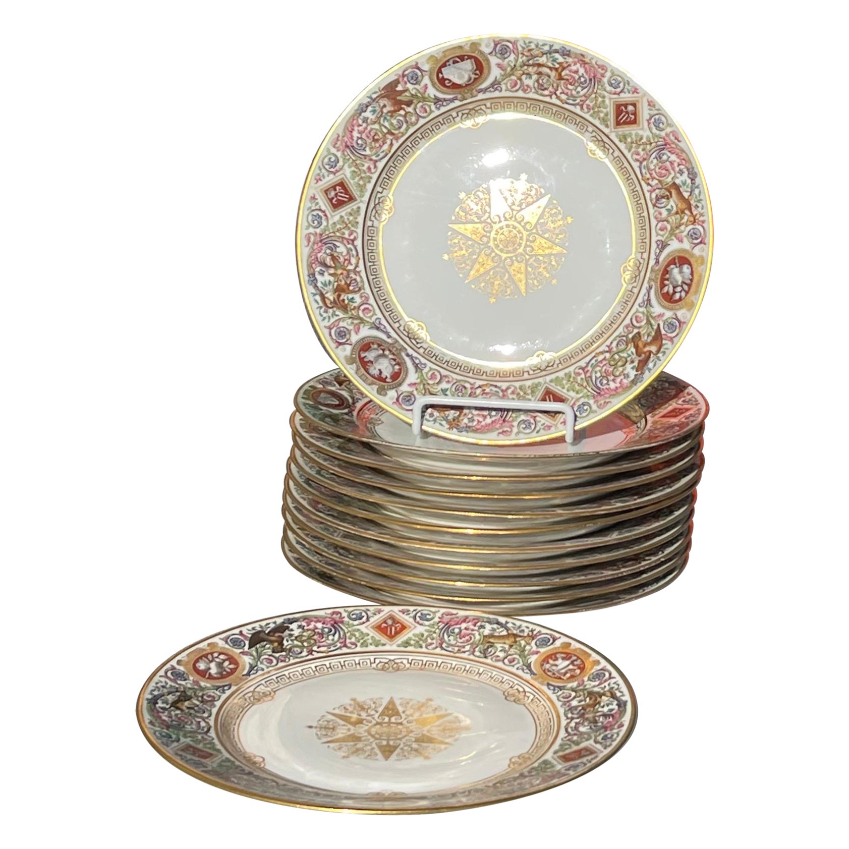 12 Sevres Louis Philippe Hunting Plates For Sale