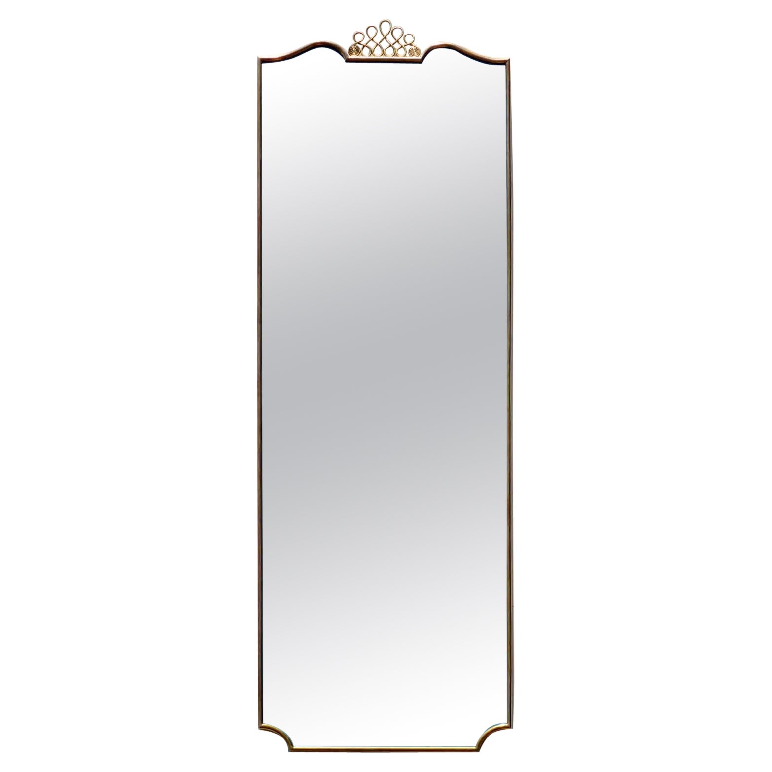 1950s Italian Design Midcentury Vintage Brass attributed Gio Ponti Wall Mirror