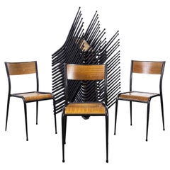 1950s French Mullca Black Tapered Leg School Dining Chairs, Set of Twenty Four