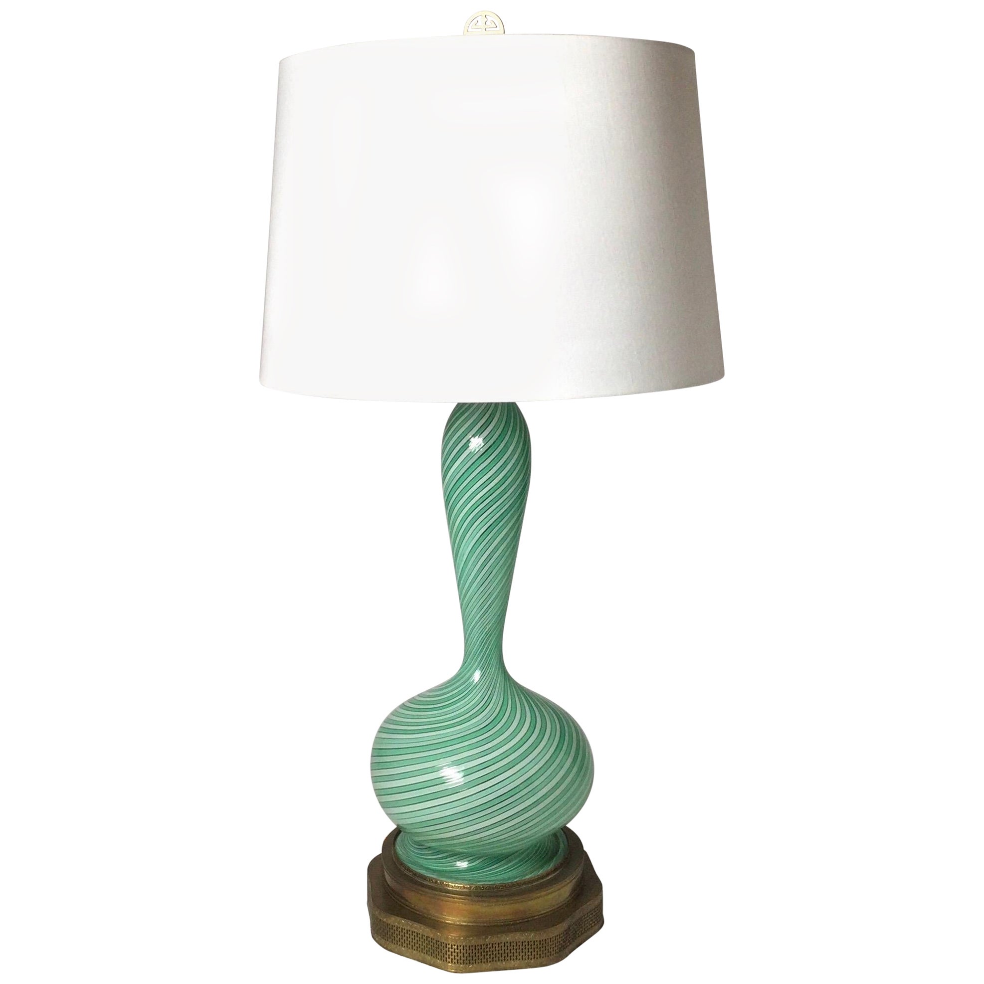 Elegant Mid 20th Century Italian Murano Glass Lamp For Sale
