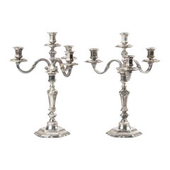 Early 20th Century French Regency-Style Silver Plated Candelabras