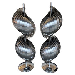 Paire de lampes en métal en forme de spirale par Henri Mathieu, France, 1970