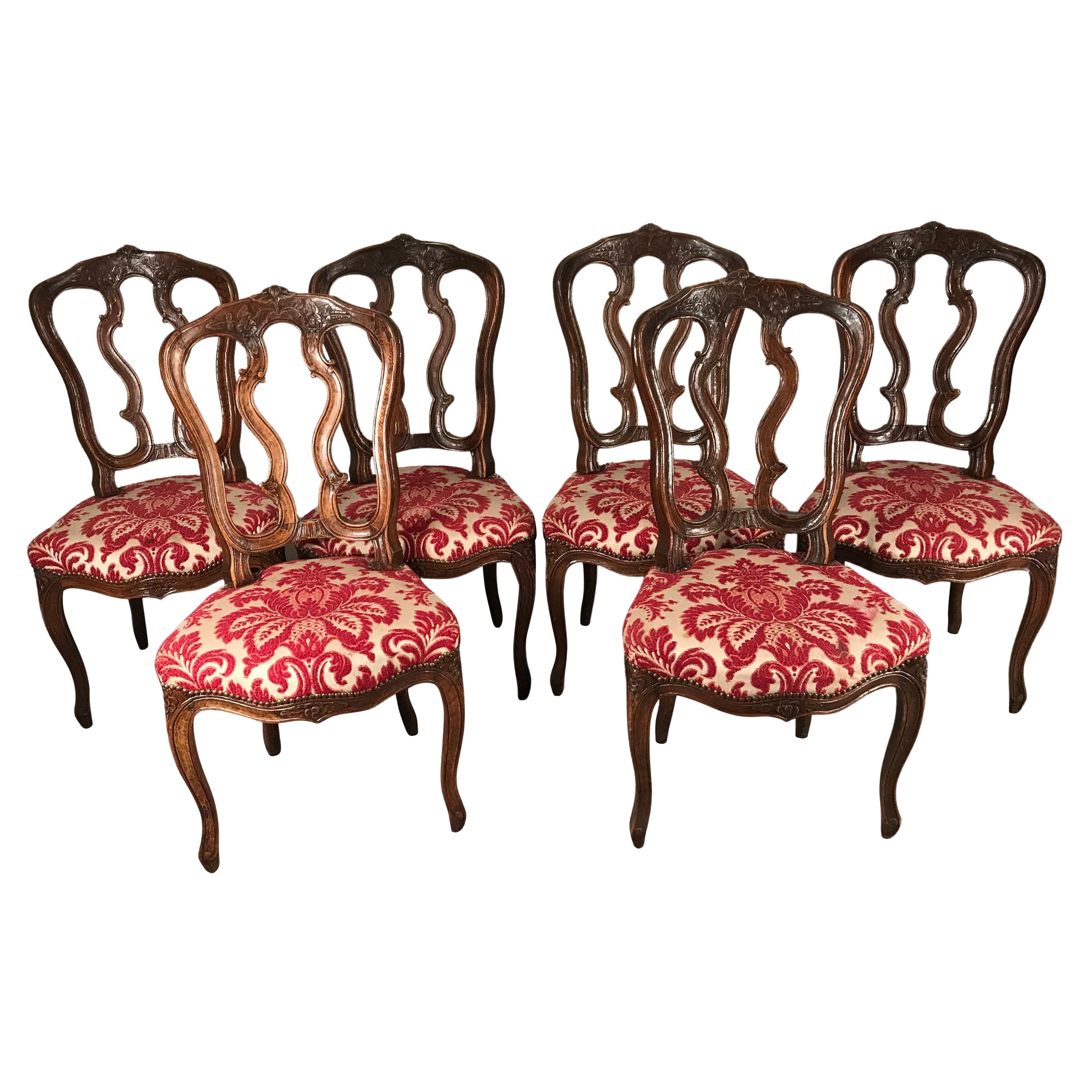 Set of Six Baroque Chairs, France 1760 For Sale