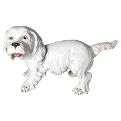 Italian Pottery White Dog Figure