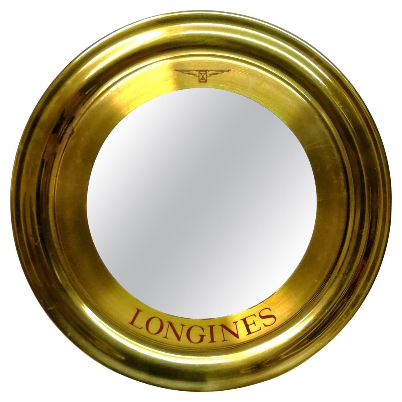 Brass Advertising Mirror Longines, 1970s For Sale