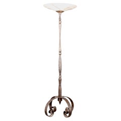 Wrought Iron and Alabaster Art Deco Floor Lamp