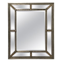 20th Century Silver Gilt Venetian Style Beveled Mirror with Gilt Gold Accents