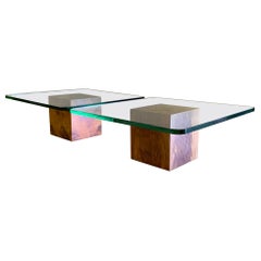 Pair of Glass Top Cube Coffee Tables by Edward Wormley for Dunbar