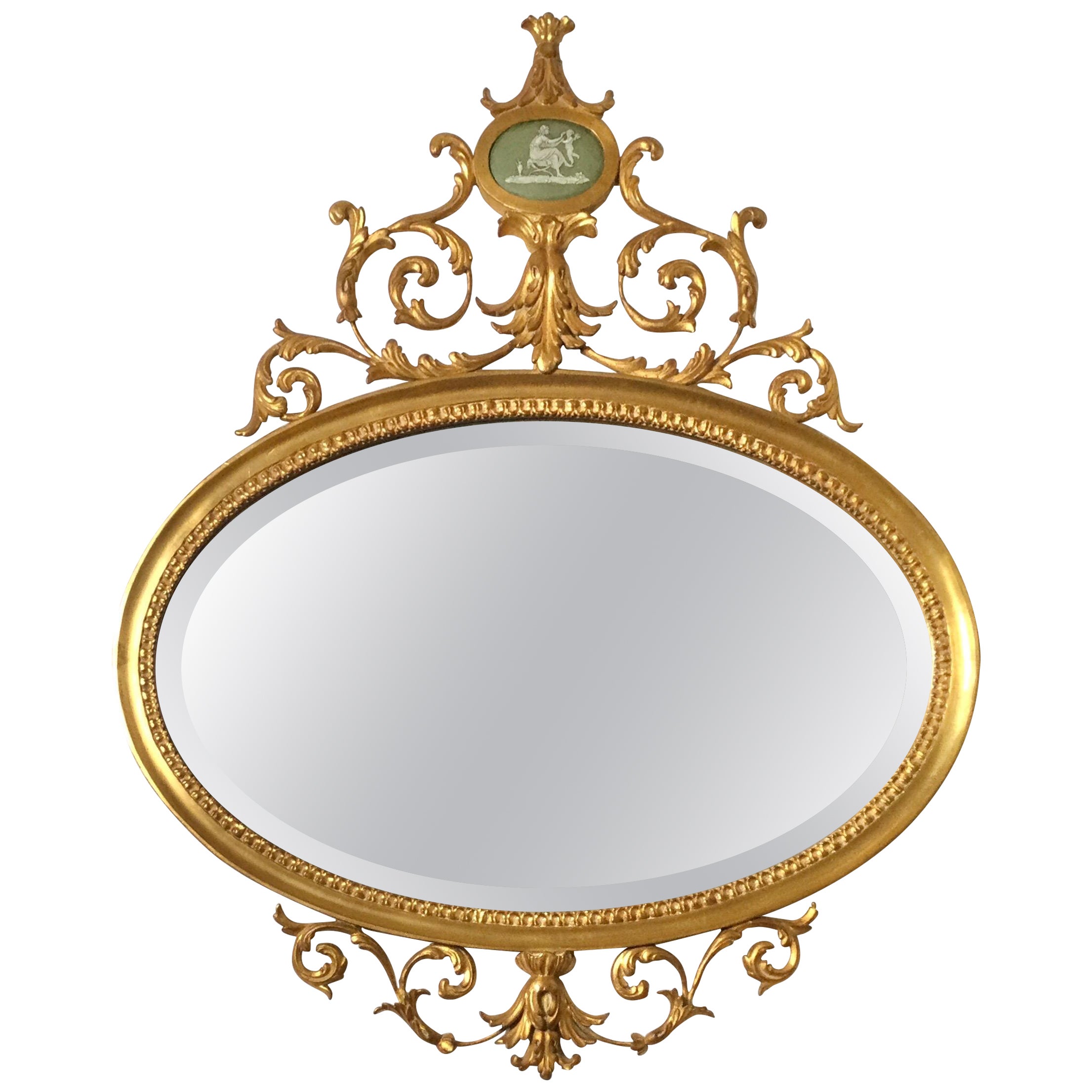 Gilt Wood Louis XV Style Oval Mirror by Carvers Guild For Sale