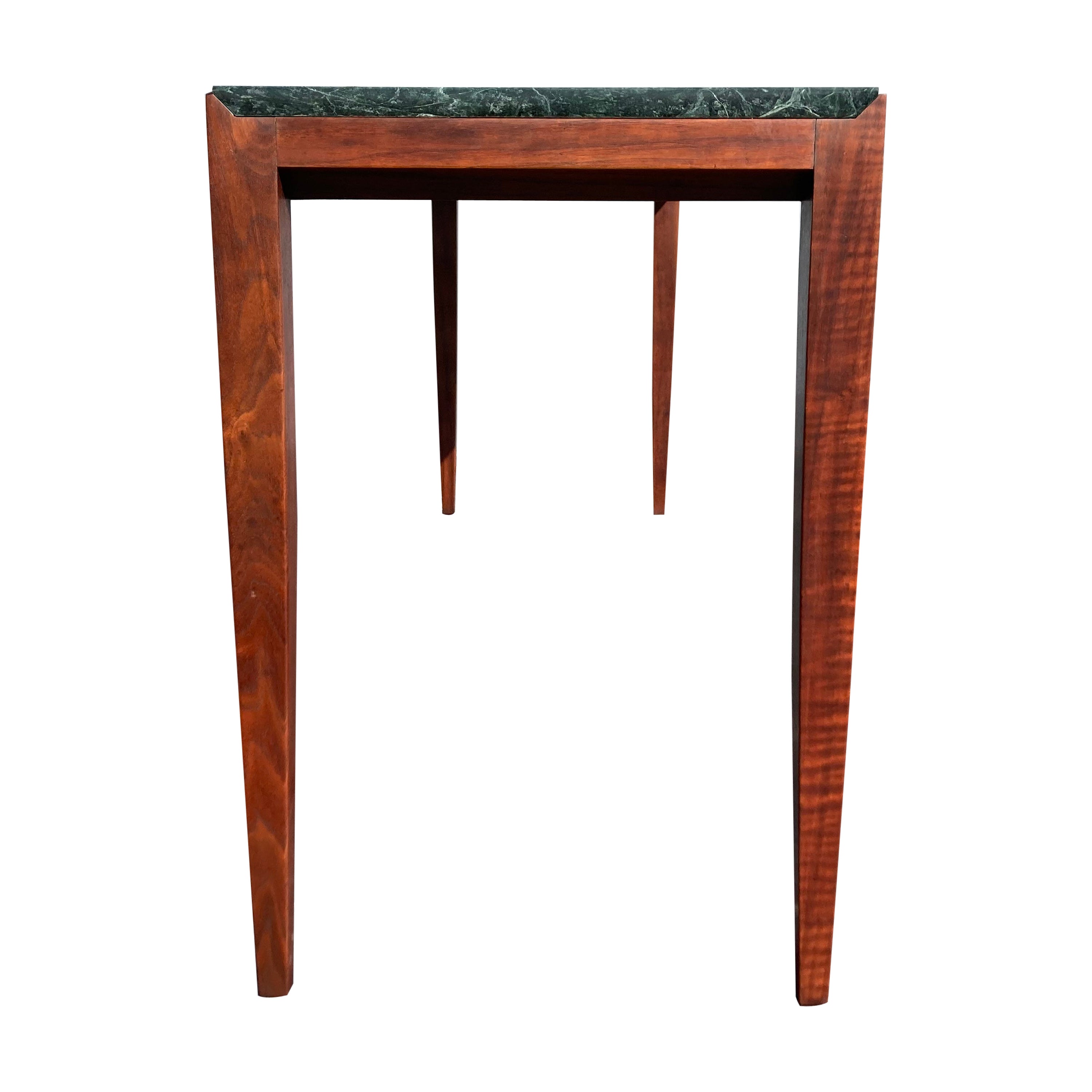 Beautiful Console Table Attributed to Gio Ponti, Walnut and Marble, 1950s For Sale
