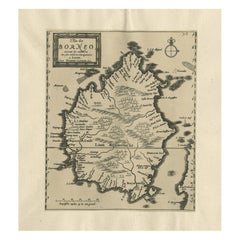 Carte ancienne extrêmement rare de l'île de Borneo, Indonésie, vers 1725