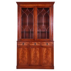 Beacon Hill Collection Georgian Flame Mahogany Breakfront Bookcase Cabinet