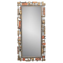 Vintage 20th Century Full Length Brutalist Mirror by Syroco, c.1960