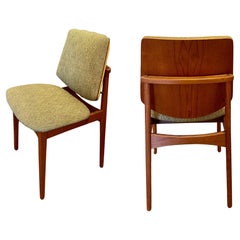 Pair of Rare Danish Modern Solid Teak Dining Chairs, Arne Hovmand-Olsen