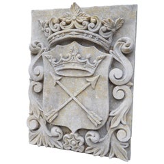 Carved Limestone Cartouche Wall Plaque from Italy