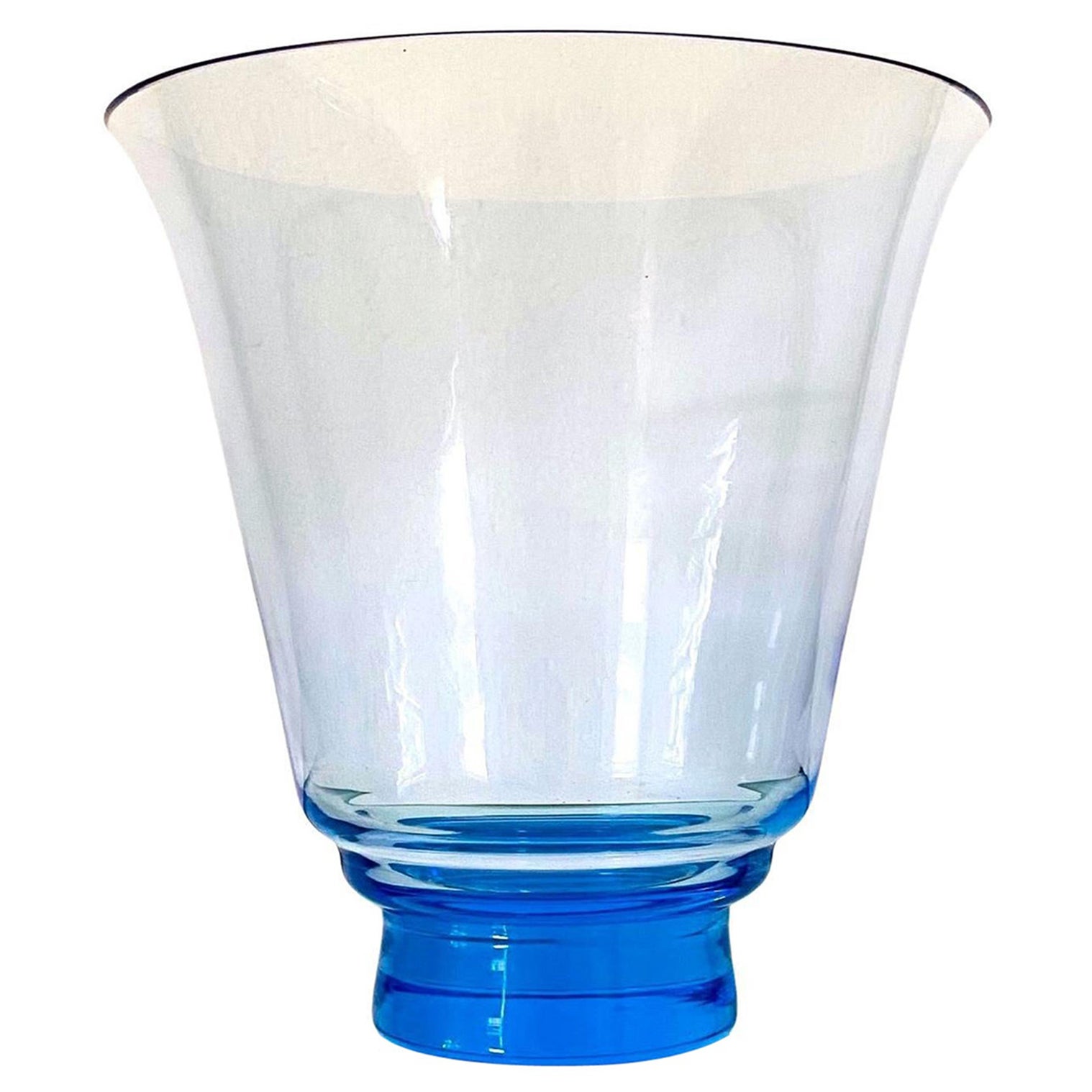 Art Deco Crystal Vase in Electric Blue, Czech Republic, c. 1940s