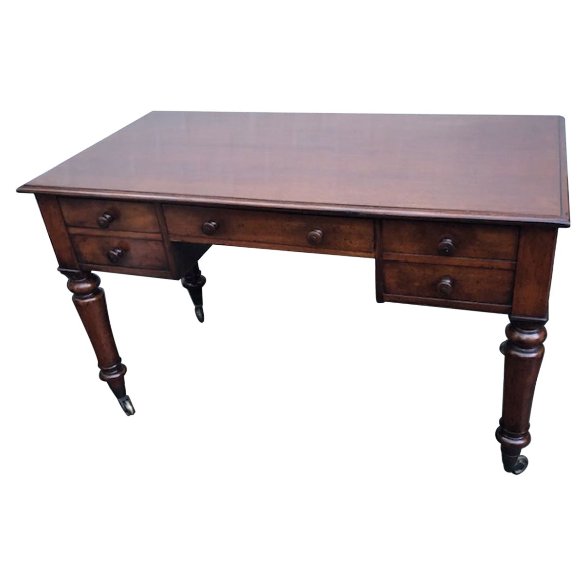 Antique Victorian Oak & Mahogany Desk, Writing Table, English, Circa 1880 For Sale
