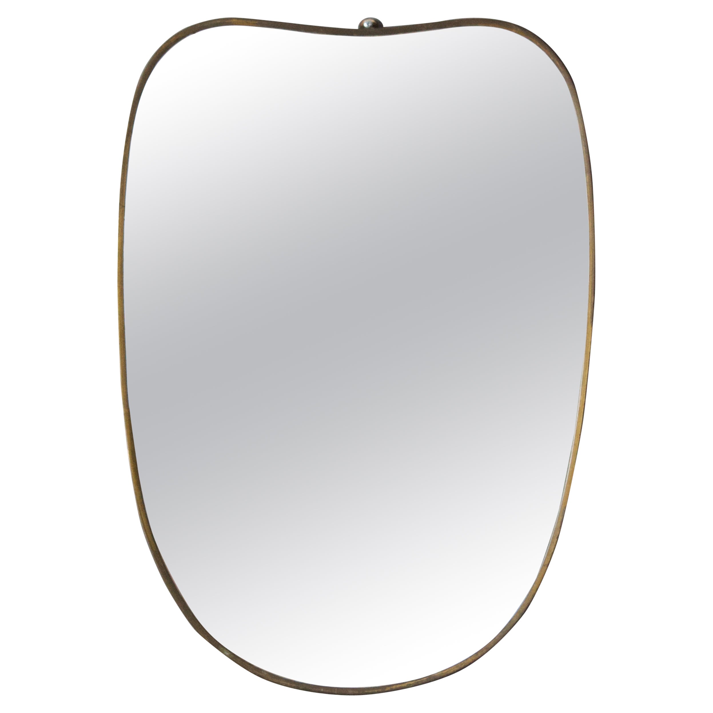 Italian, Pair of Organic Wall Mirrors, Brass, Mirror Glass, Italy