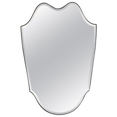 Retro Italian, Sizable Wall Mirror, Brass, Mirror Glass, Italy, 1950s