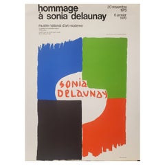 Original-Vintage-Kunst- und Ausstellungsplakat, „HOMMAGE A SONIA DELAUNAY“, 1975