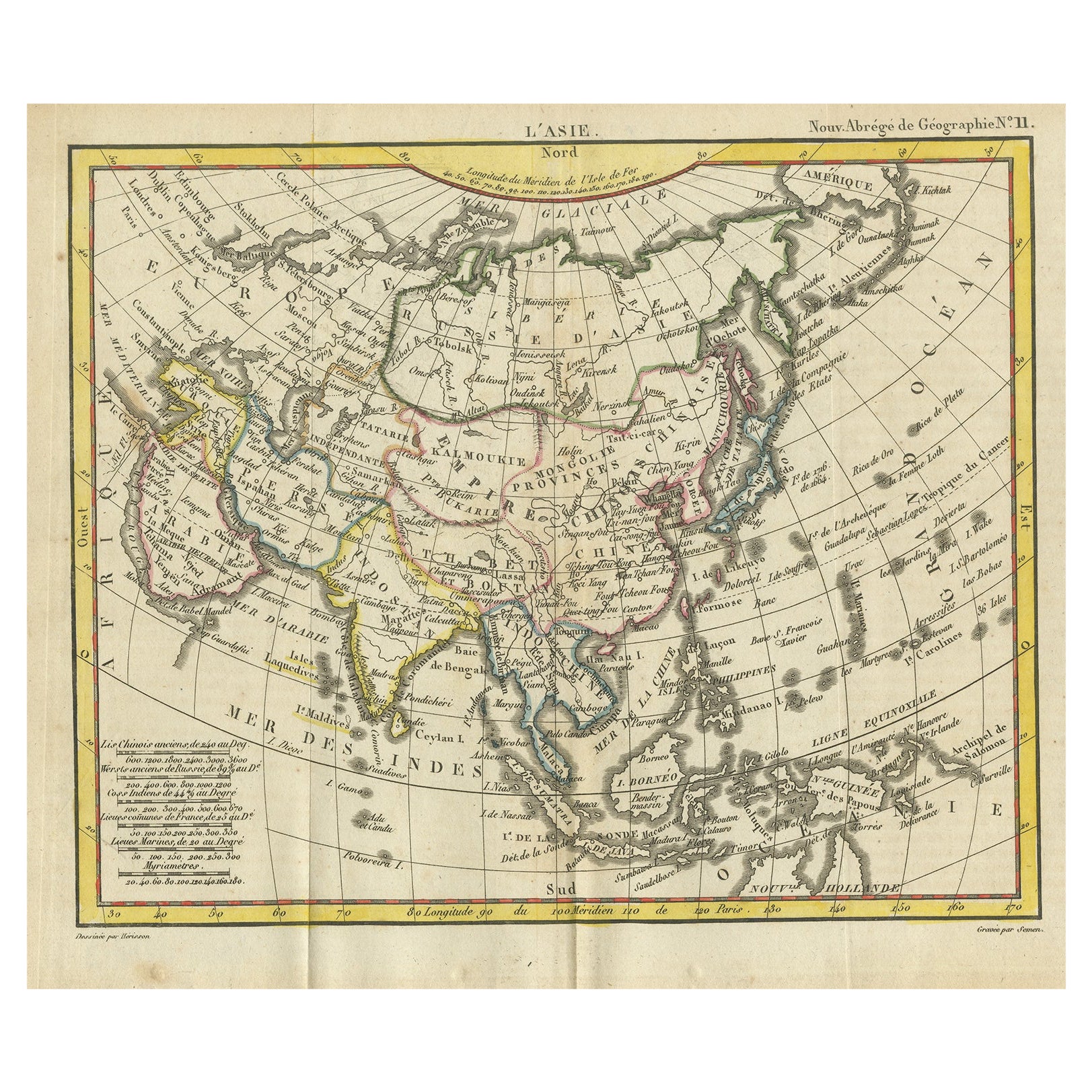 Antique Map of Asia from the Middle East to the Coast of Alaska, 1816 For Sale