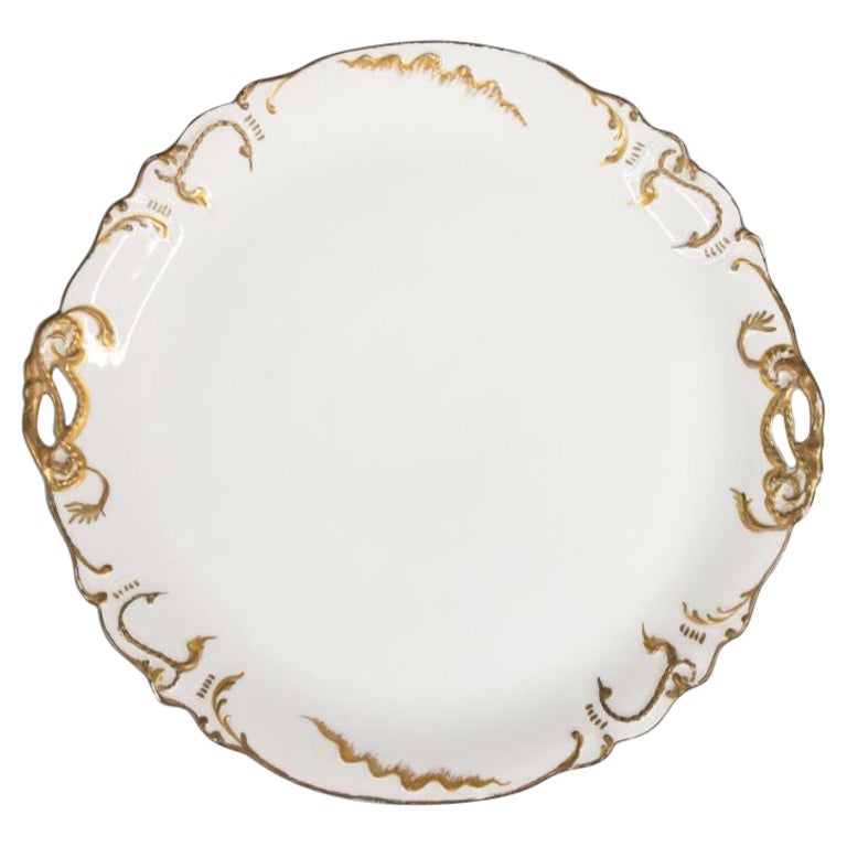 Antique 19th C. French Limoges Gilt Porcelain Serving Platter