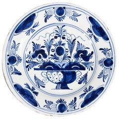 18th Century Dutch Delft Faience Floral Plate