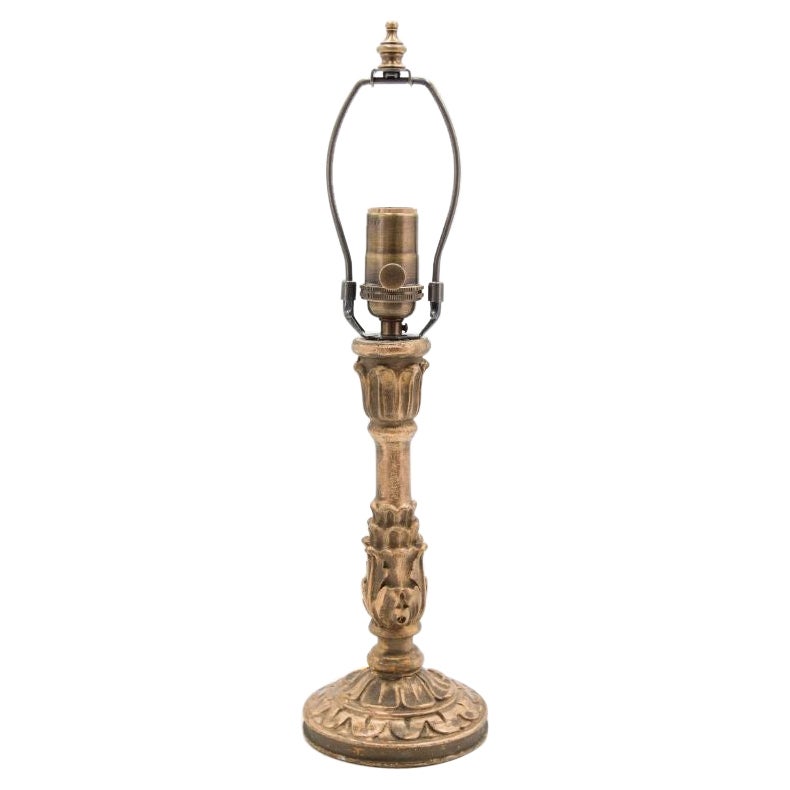 19th Century Italian Carved Giltwood Candlestick Table Lamp