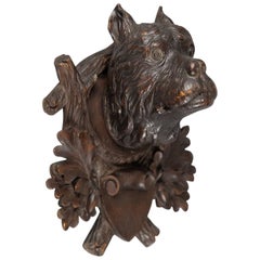 19th Century Swiss Black Forest Carved Dog Wall Plaque