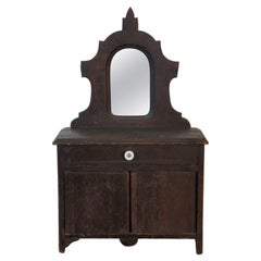 Antique Victorian Pine Miniature Salesman Sample Vanity Dresser Cabinet Mirror