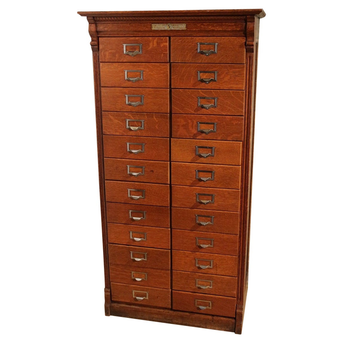 Antique Oak Wabash Filing Cabinet with 24 Filing Drawers