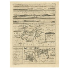 Antique Map of Cayenne and Cassepouri, French Guinea, South America, c.1730