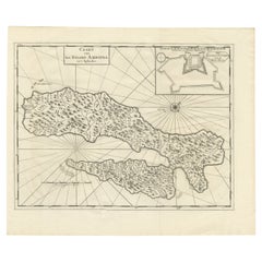 Antique Map of Ambon with Inset of the Victoria Castle, Moluku, Indonesia, 1726