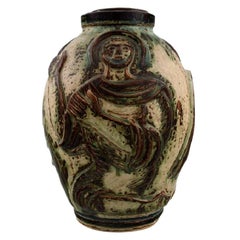 Jais Nielsen for Royal Copenhagen, Large Lidded Jar with Biblical Motifs