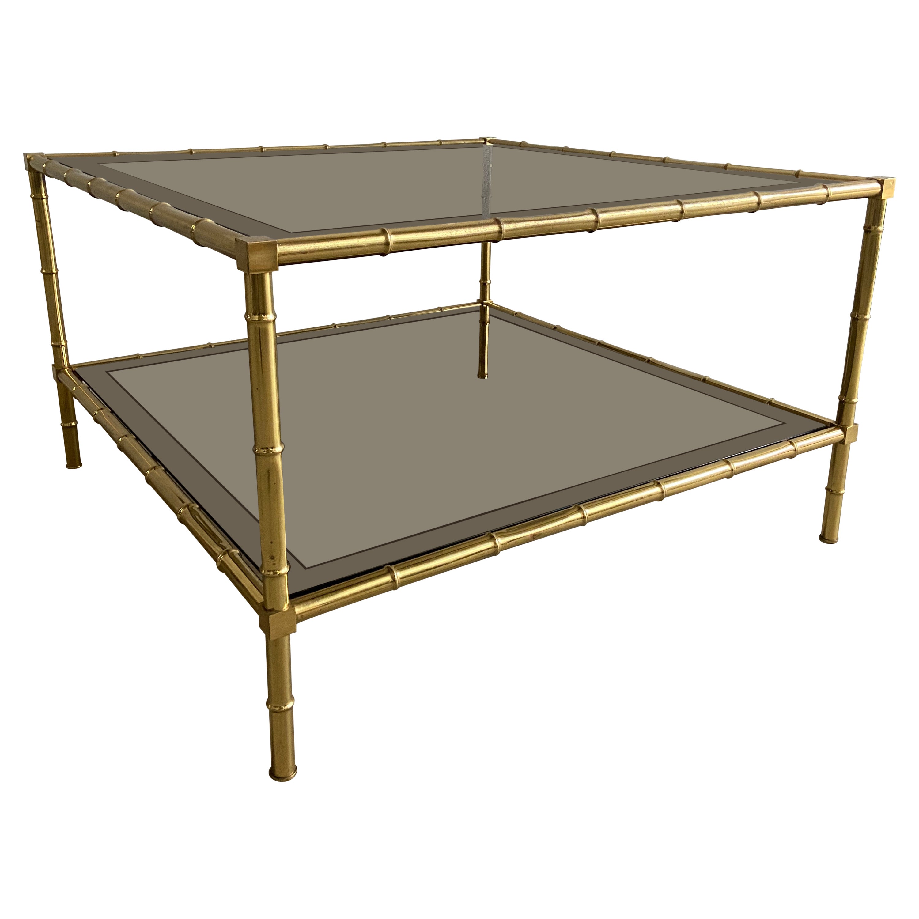 Mid-Century Modern French Maison Baguès Gilt Brass Coffee or Sofa Table, 1960s For Sale