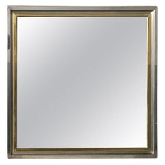 Mid-Century Modern Italian Wall Mirror with Chrome and Brass Frame, 1970s