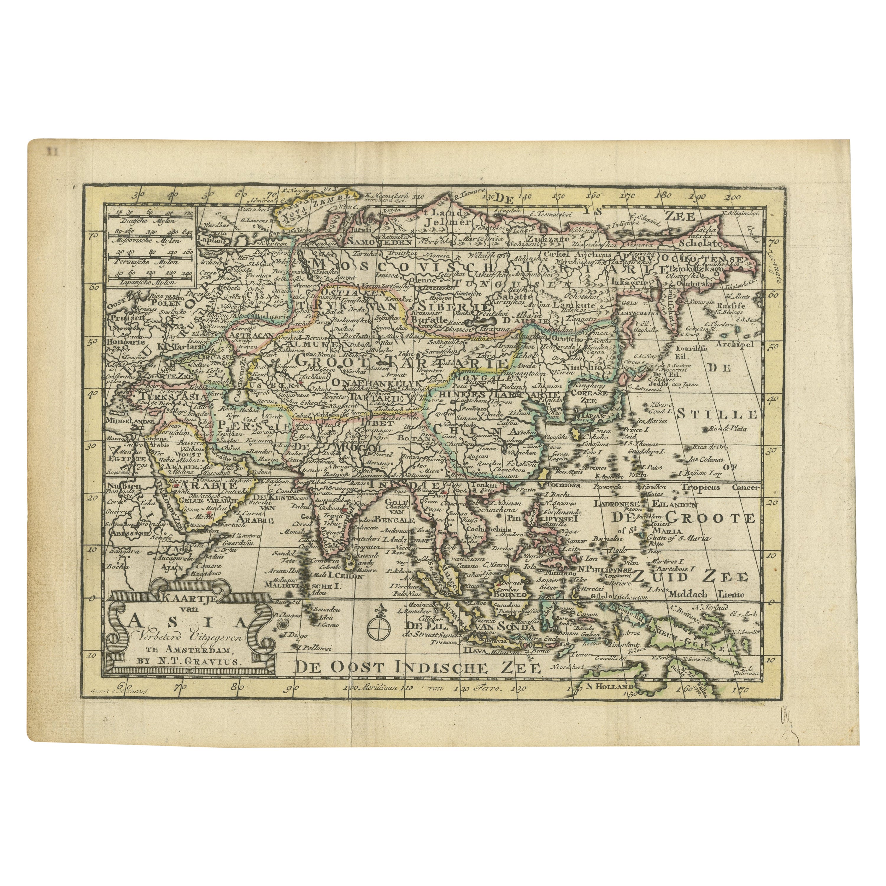 Antique Map of Asia by Gravius, 1788 For Sale